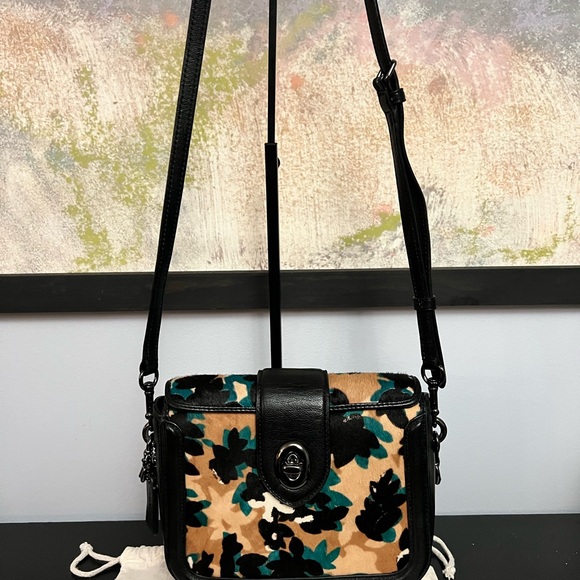 Coach Page Calf Hair Painted Leaf/Walnut Crossbody - Picture 12 of 13